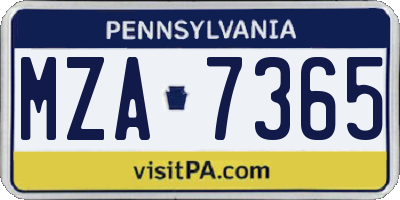 PA license plate MZA7365