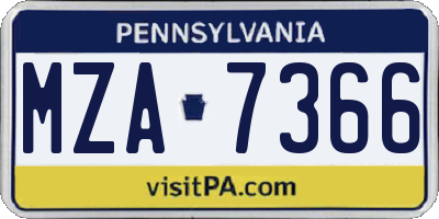 PA license plate MZA7366