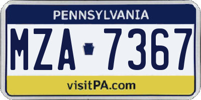 PA license plate MZA7367