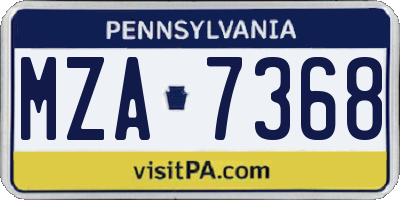 PA license plate MZA7368