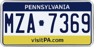 PA license plate MZA7369