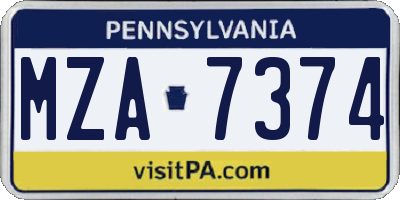 PA license plate MZA7374
