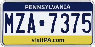 PA license plate MZA7375