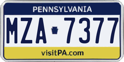 PA license plate MZA7377