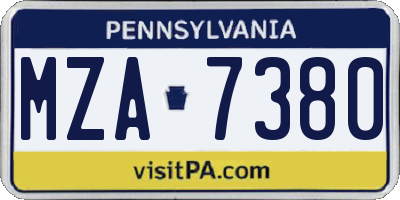 PA license plate MZA7380