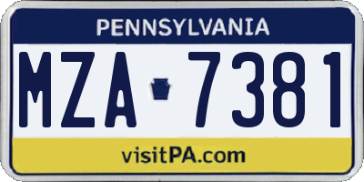 PA license plate MZA7381