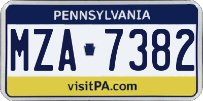 PA license plate MZA7382