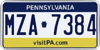 PA license plate MZA7384