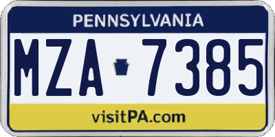 PA license plate MZA7385