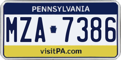 PA license plate MZA7386