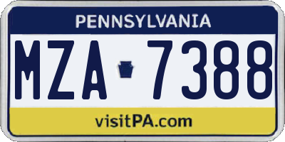 PA license plate MZA7388