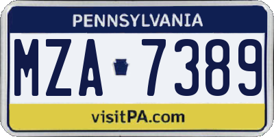 PA license plate MZA7389