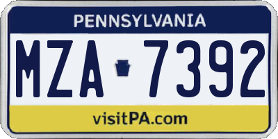 PA license plate MZA7392