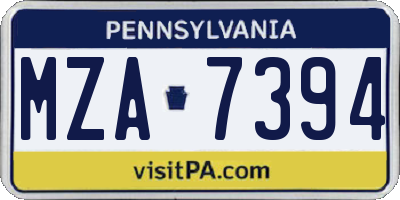PA license plate MZA7394