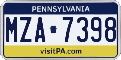 PA license plate MZA7398