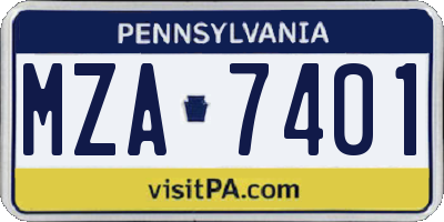 PA license plate MZA7401