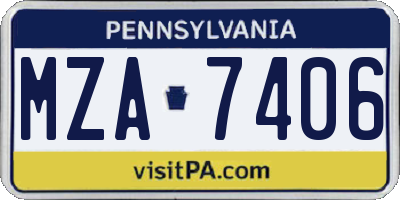 PA license plate MZA7406