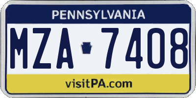 PA license plate MZA7408