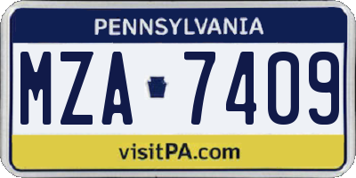 PA license plate MZA7409