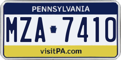 PA license plate MZA7410