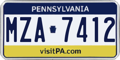 PA license plate MZA7412