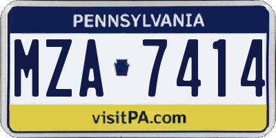 PA license plate MZA7414