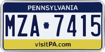 PA license plate MZA7415