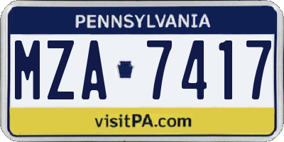 PA license plate MZA7417