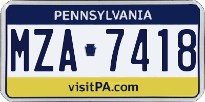 PA license plate MZA7418