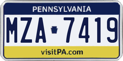 PA license plate MZA7419