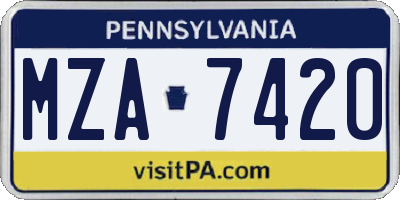 PA license plate MZA7420
