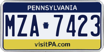 PA license plate MZA7423