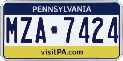 PA license plate MZA7424