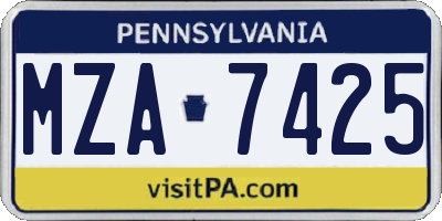 PA license plate MZA7425
