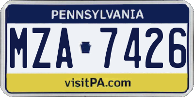 PA license plate MZA7426