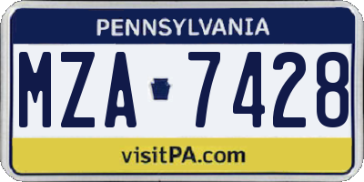 PA license plate MZA7428