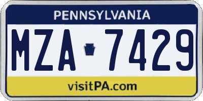 PA license plate MZA7429