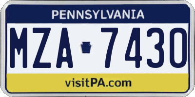 PA license plate MZA7430