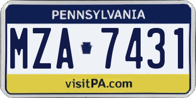 PA license plate MZA7431