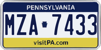 PA license plate MZA7433