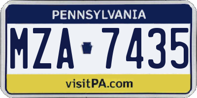 PA license plate MZA7435