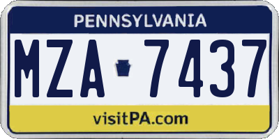 PA license plate MZA7437