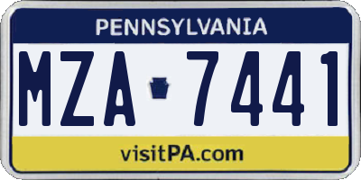 PA license plate MZA7441