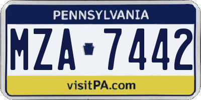 PA license plate MZA7442