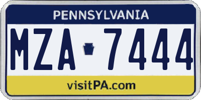 PA license plate MZA7444