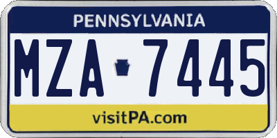 PA license plate MZA7445