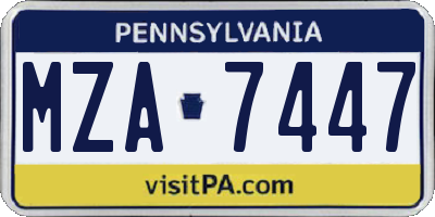 PA license plate MZA7447