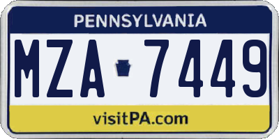 PA license plate MZA7449