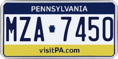 PA license plate MZA7450