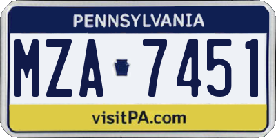 PA license plate MZA7451